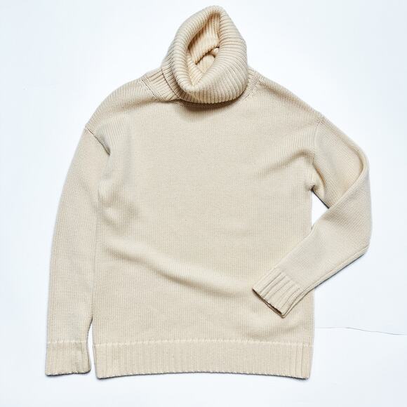 Joseph Chunky Knit Sloppy Joe Ivory Cream Wool Turtleneck Pullover Sweater Small - Picture 14 of 14